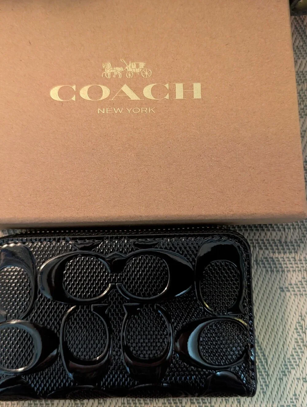 Coach Essential Zip In Pearlized Patent Leather Boxed